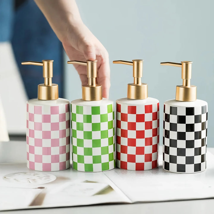 Elegant Plaid Ceramic Bathroom Dispenser