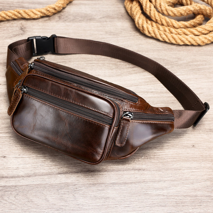 Men's Sheepskin Mobile Phone Waist Bag Sports Leisure