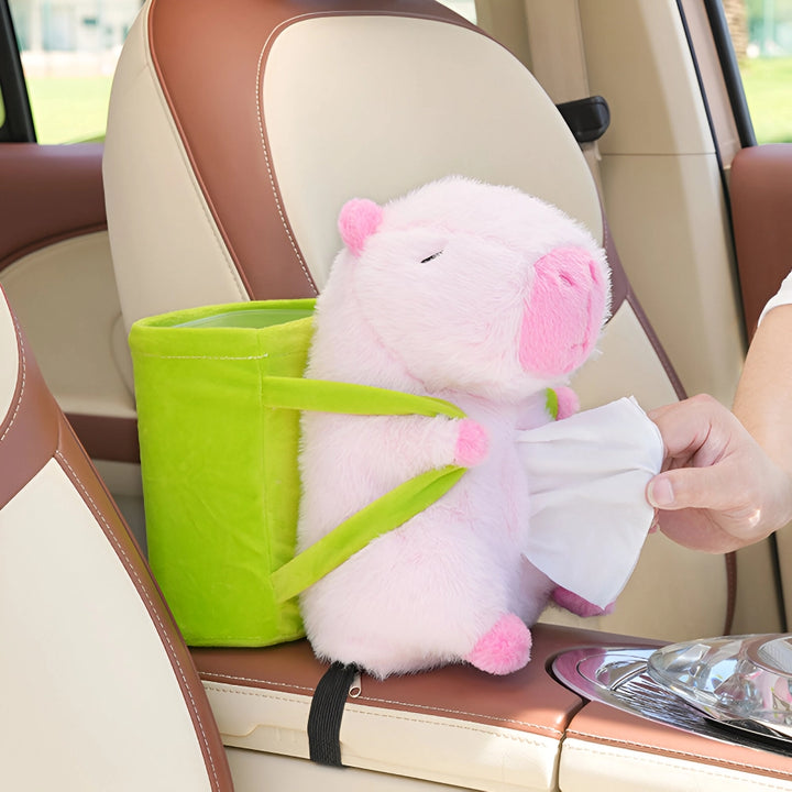 Cute Cartoon Car Tissue & Trash Holder - 2-in-1 Storage Solution