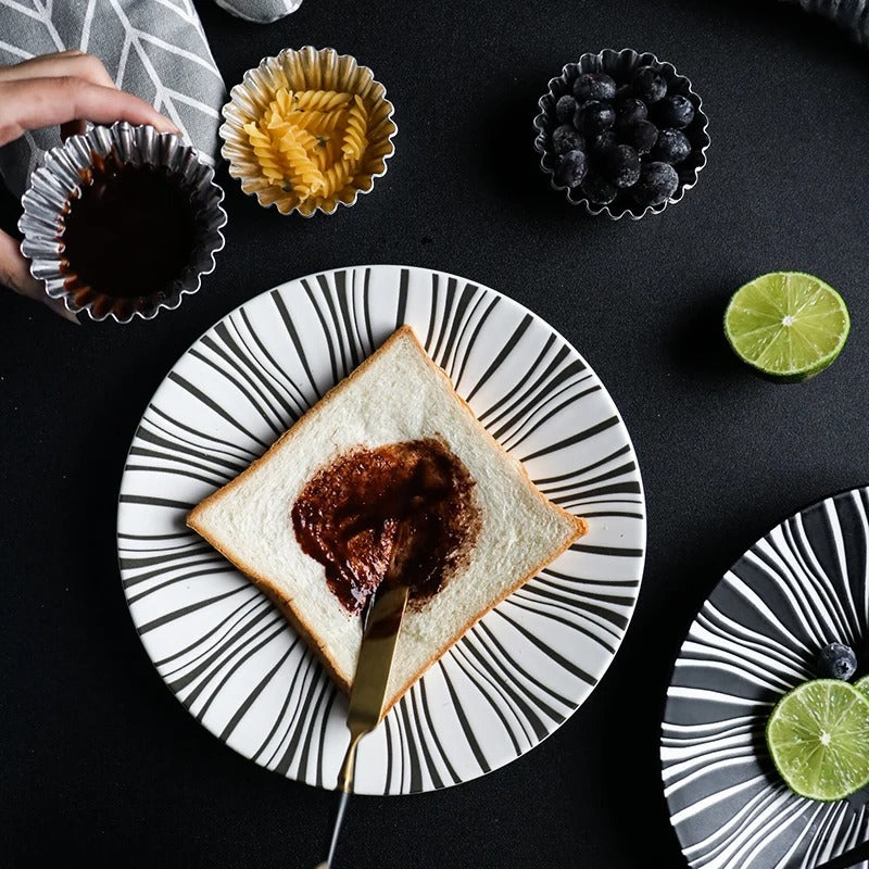 Geometric Pattern Ceramic Dinner Plate Set