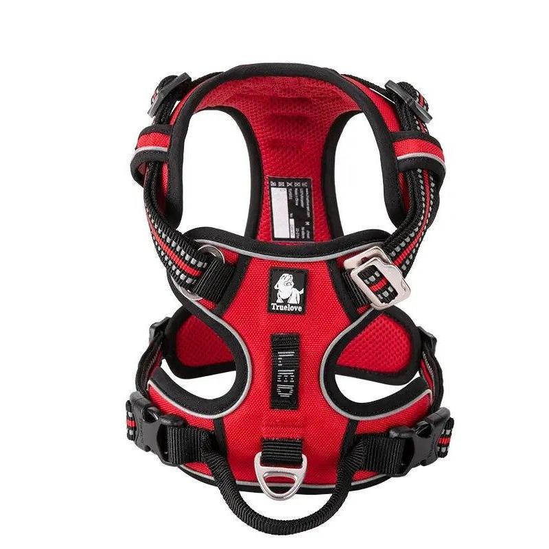 Adjustable No-Pull Dog Harness with Reflective Nylon and Safety Features