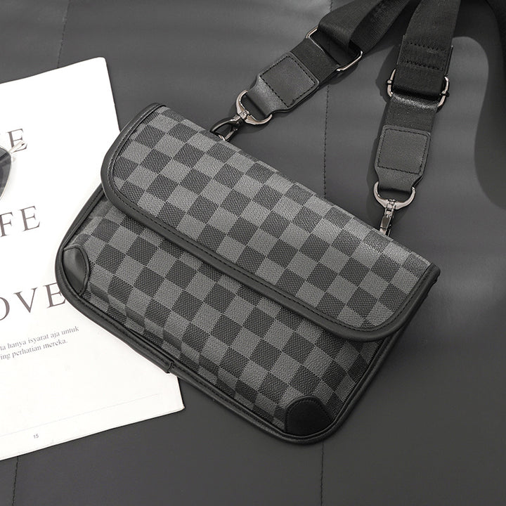 Fashion Leather Check Pattern Shoulder Bag Street