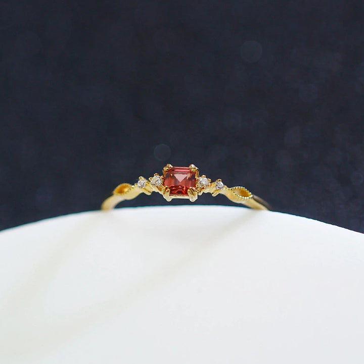 Sterling Silver Garnet Wave Ring