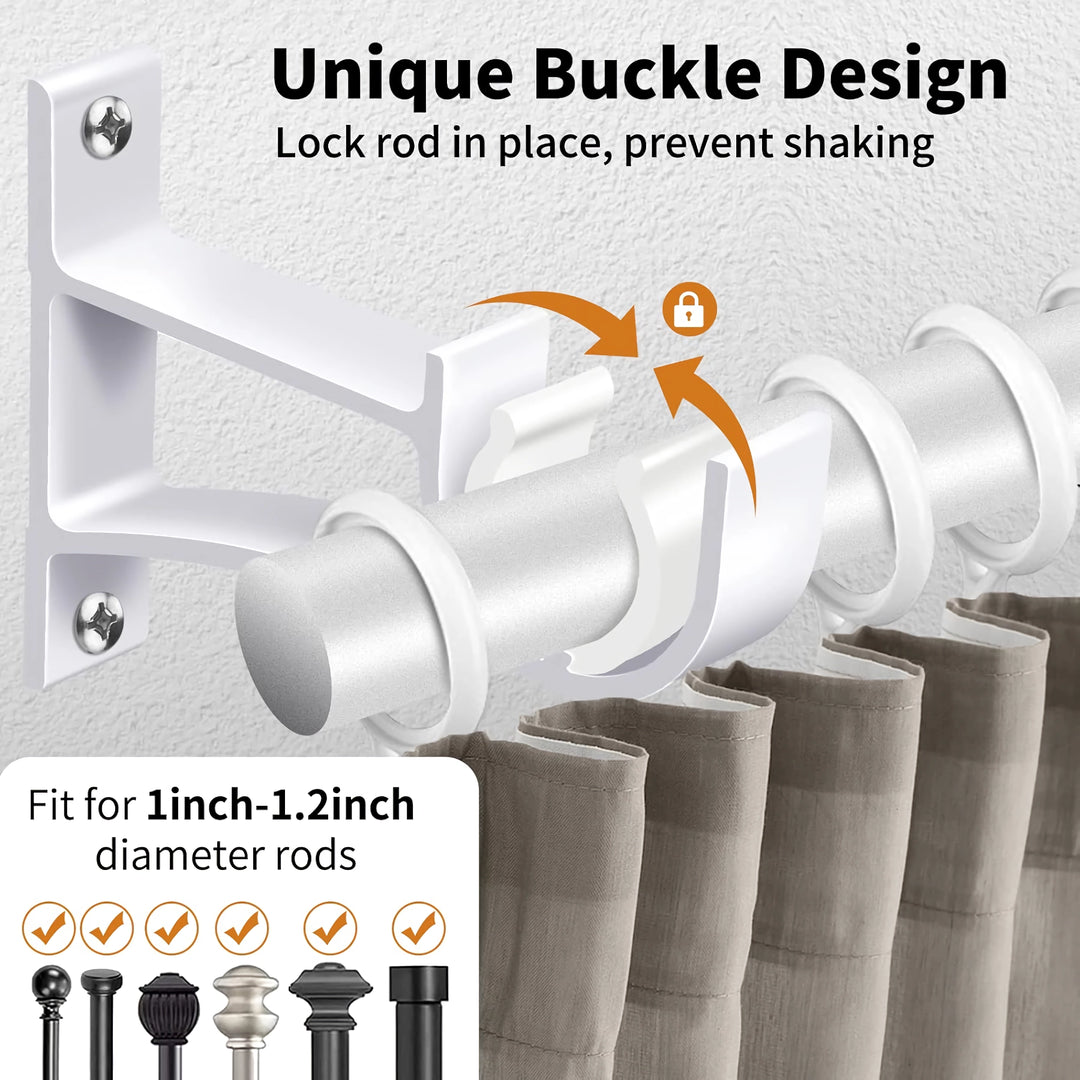 Aluminum Alloy Curtain Rod Brackets with Screws – 2/4pcs Set