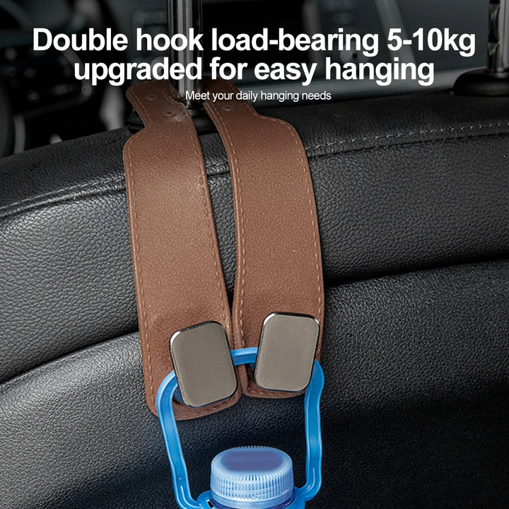 Multifunction Suede Double Hook Hanger for Car Interior Organization