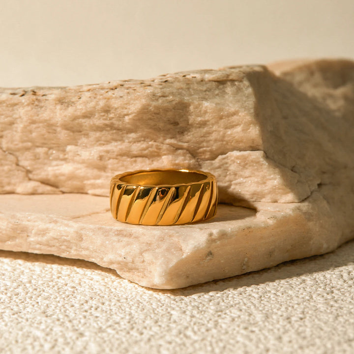 Gold Plated Hypotenuse Pattern Closed Ring