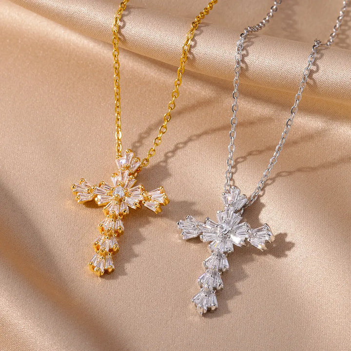 Cubic Zirconia Cross Pendant Necklace