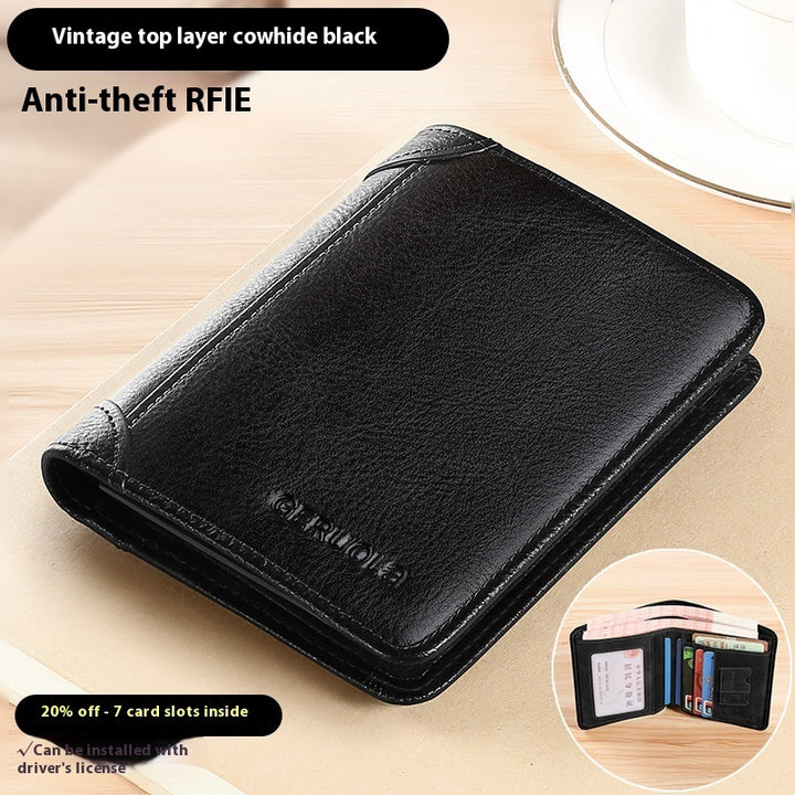 Genuine Leather Anti-theft Swiping Ultra-thin Cheng E Wallet