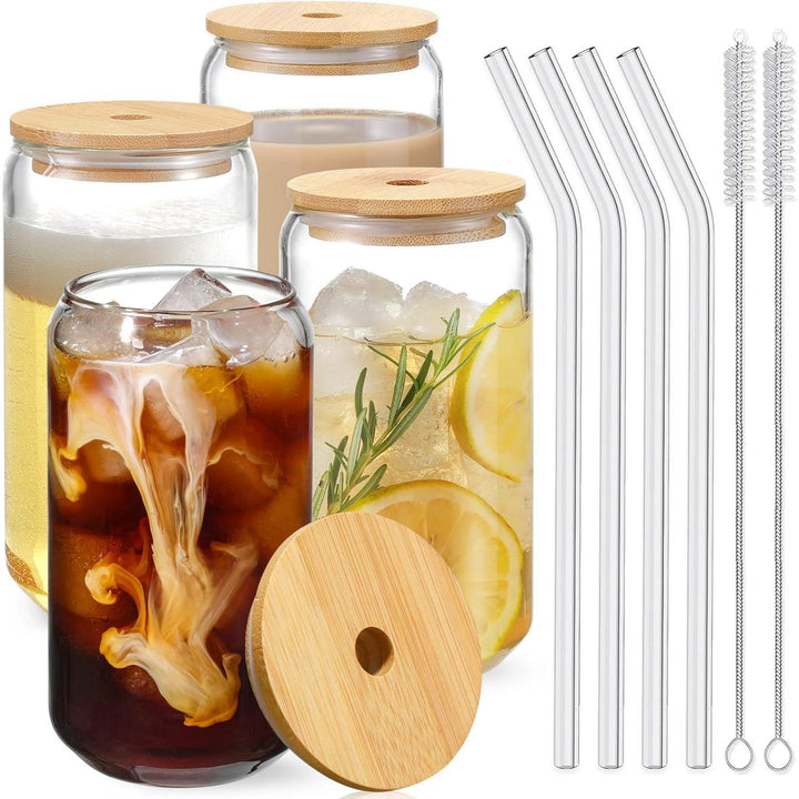 18.6 oz Glass Cup with Lid and Straw