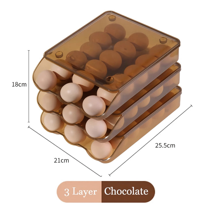 Stackable Self-Rolling Egg Storage Box - 1/2/3 Layer Organizer