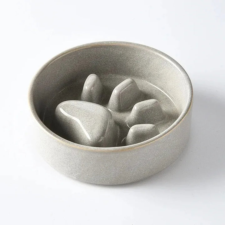 Japanese-Style Ceramic Slow Feeding Bowl for Pets