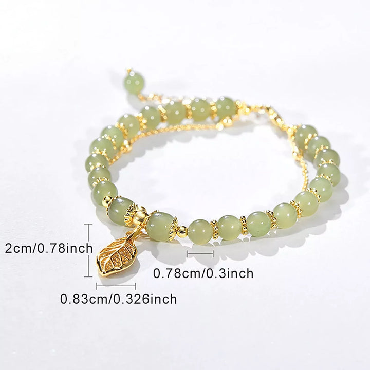 Hetian Jade Gold Leaf Bracelet