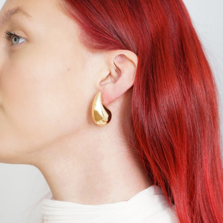 Chunky Gold-Plated Waterdrop Teardrop Earrings