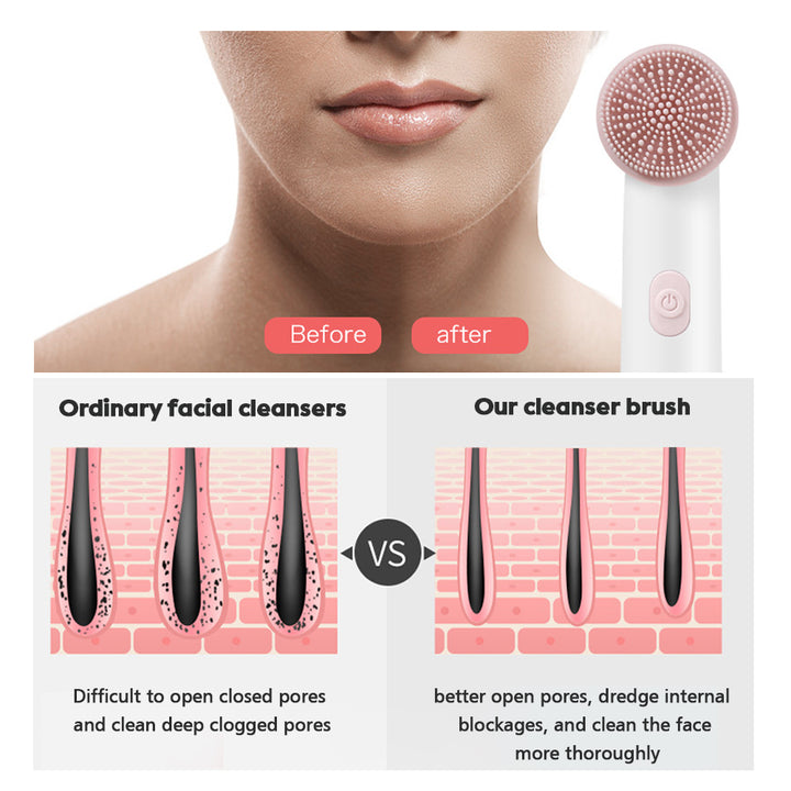 2-in-1 Waterproof Electric Face Cleansing Brush and Massager