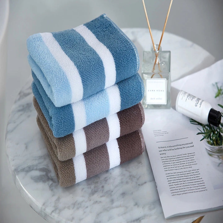 Luxurious Cotton Striped Bath and Face Towel