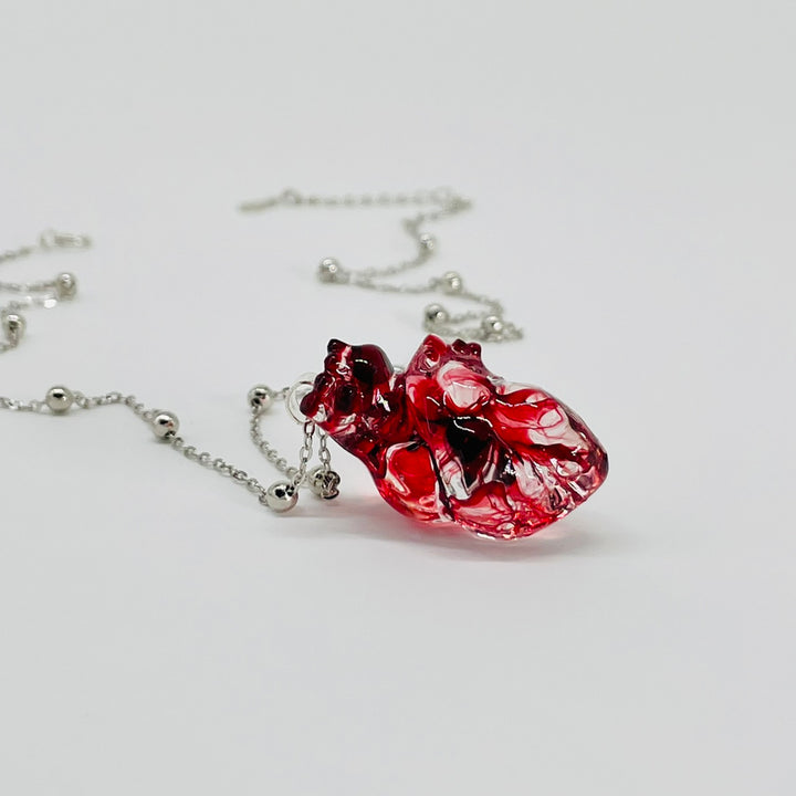 Handmade Dark Bloody Personality Heart Pendant Sterling Silver Necklace