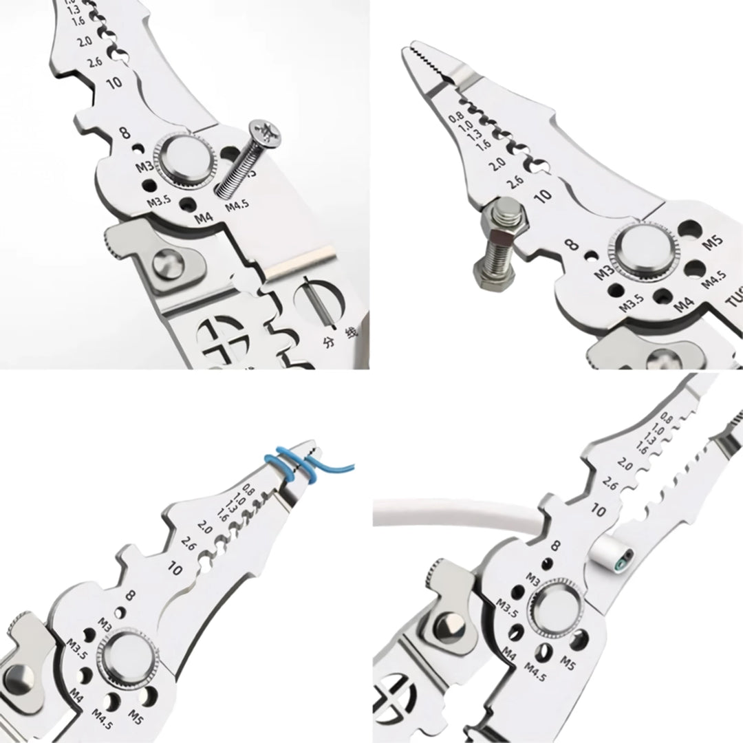 Adjustable Multifunctional Wire Stripper, Crimper, and Cable Cutter Pliers