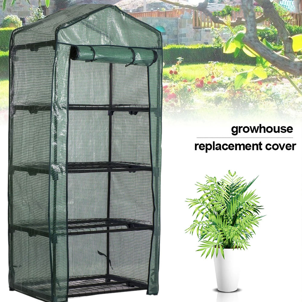 Compact 4-Tier Mini Greenhouse Cover with Roll-up Zipper Door