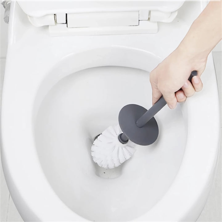 Modern Black Toilet Brush With Lid and Base