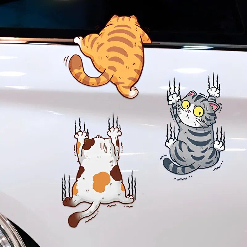 Whimsical Cat Scratch Car Decal