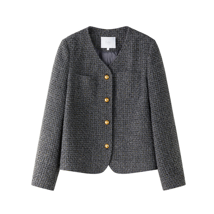 Office French Style Wool Tweed Jacket