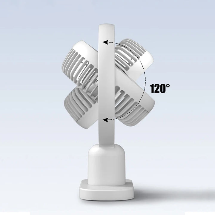 Mini Rechargeable Desk Fan with Light and 3-Speed Air Cooling