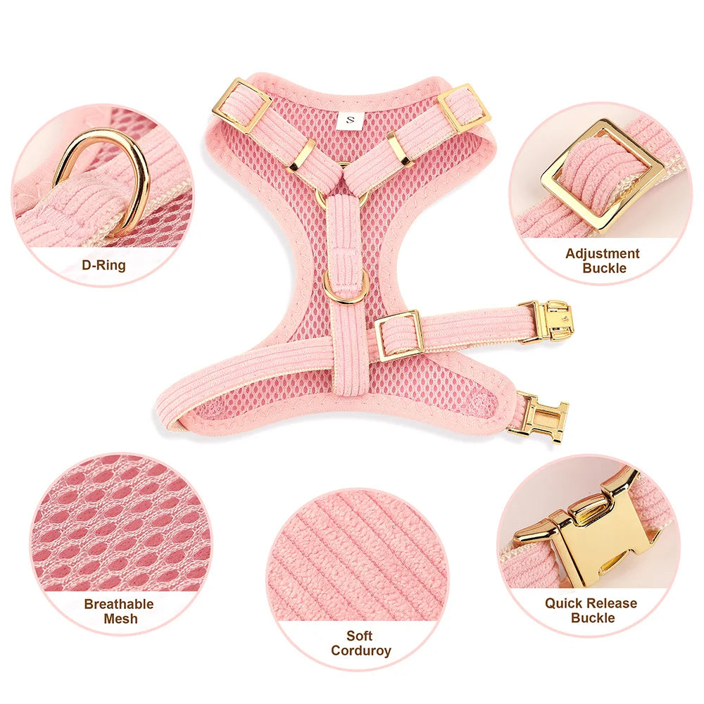 Adjustable Bowknot Dog Collar Harness and Leash Set