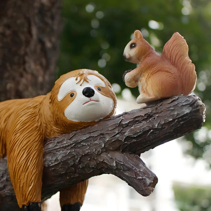 Adorable Sloth and Squirrel Tree Hanging Resin Ornament Set