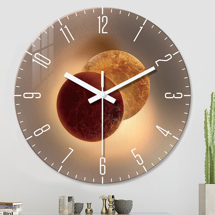 Tempered Glass Wall Clock Mute Living Room Clock Wall-mounted Decorative Clock