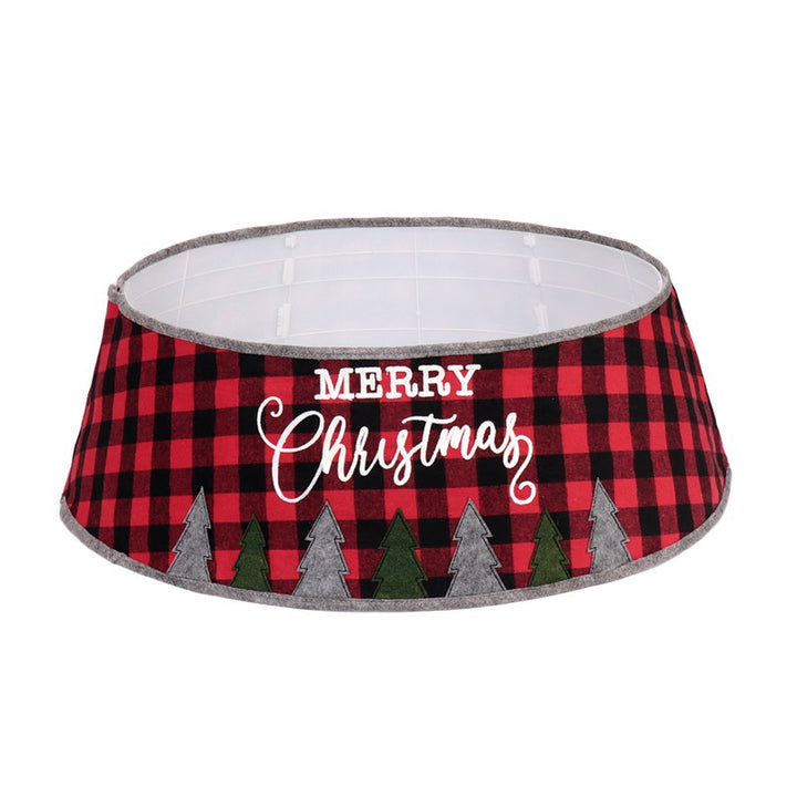 48-inch Black And Red Grid Cloth Embroidered Christmas Tree Skirt