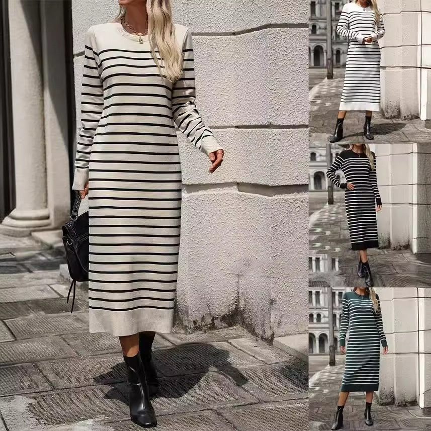 Women's Knitwear Striped Dress Fashion Dress