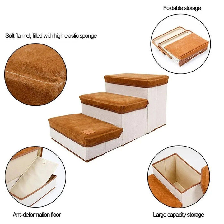 Multi-Purpose Dog Steps with Storage - Pet Stairs and Ramp for Small Dogs and Cats