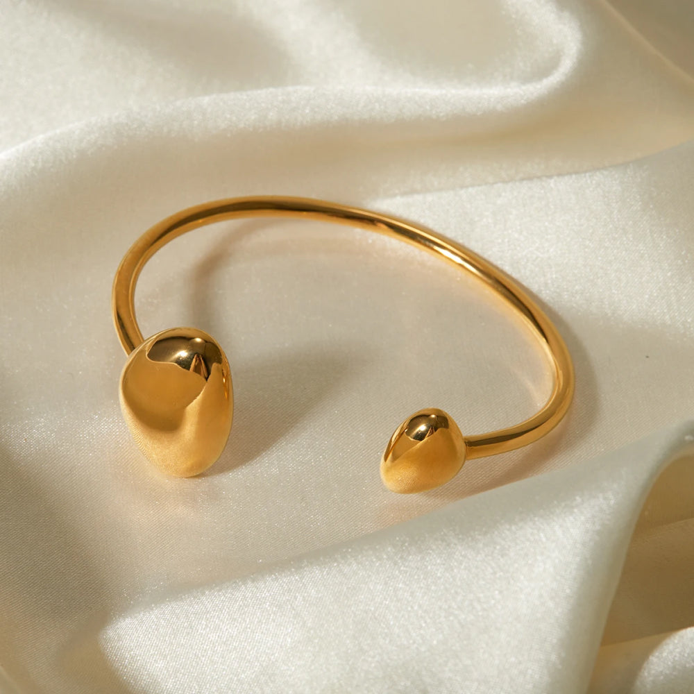 Trendy 18K Gold Plated Irregular Opening Stainless Steel Bangle