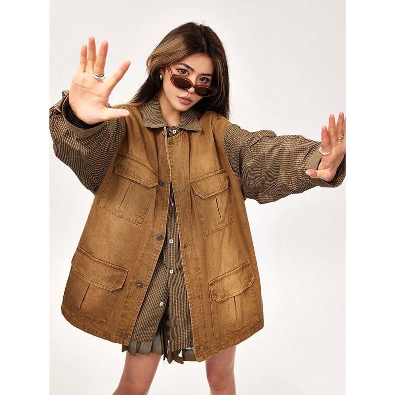 Y2K Vintage Sleeveless Denim Jacket Vest with Functional Pockets for Women
