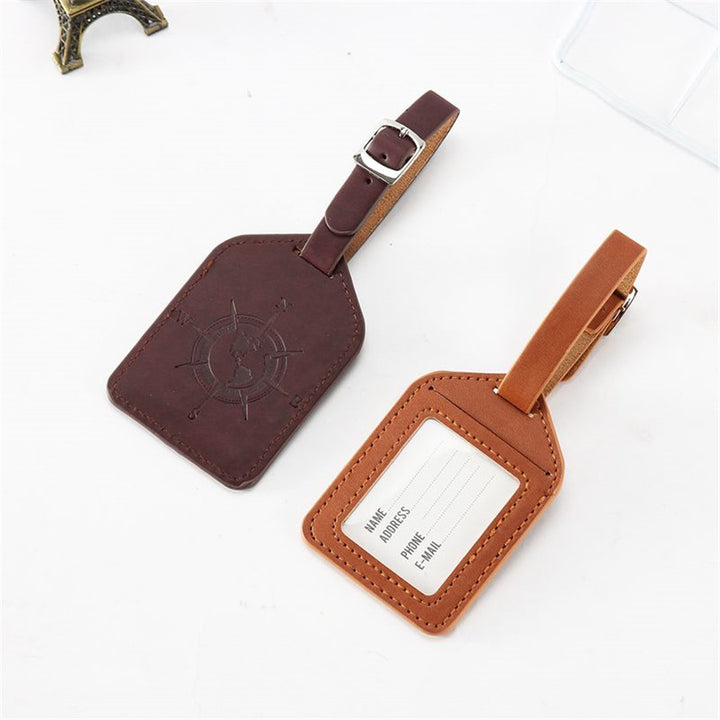 Compass Leather Luggage Tag