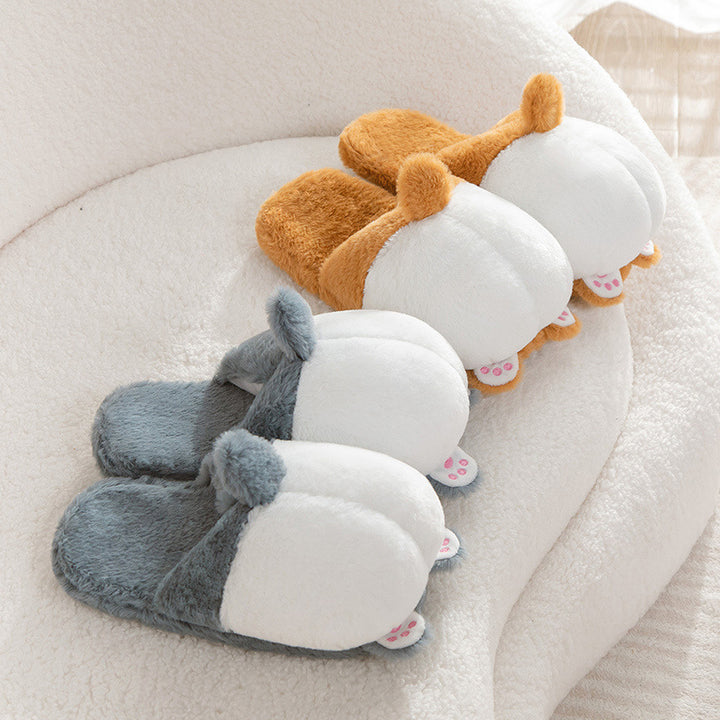 Cartoon Cute Girl Hip-wrapped Butt Warm-keeping And Cold-proof Non-slip Indoor Cotton Slippers