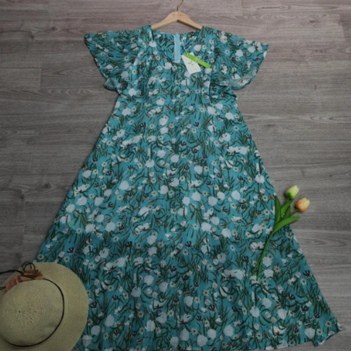 New Summer Large Swing Short Sleeve Printing Pocket Dress