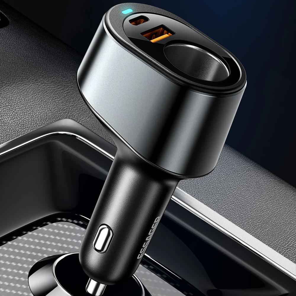 120W USB C Fast Car Charger with 85W Cigarette Lighter Adapter for iPhone & Laptops