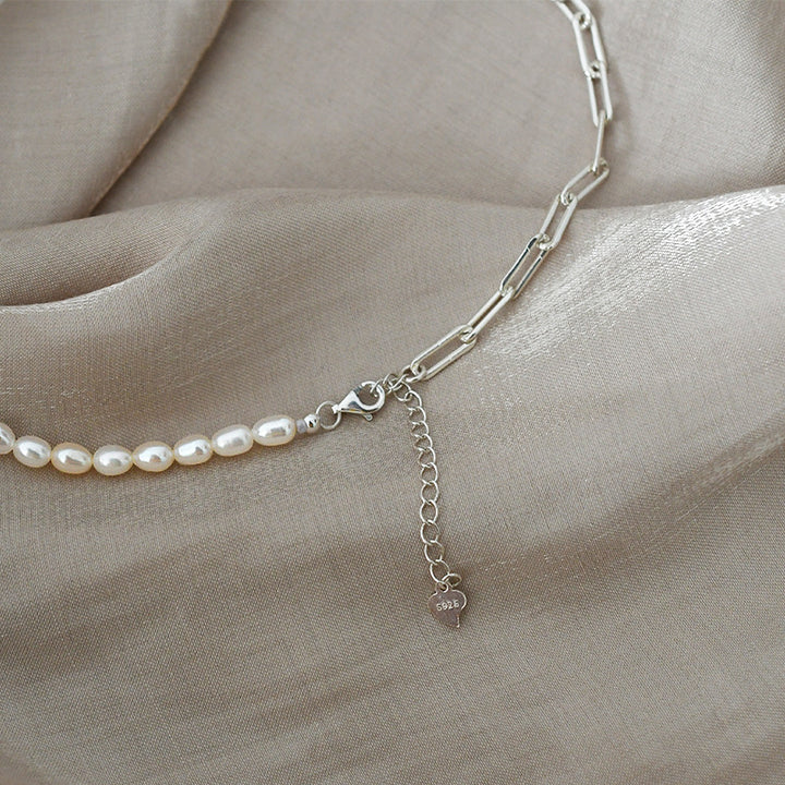 Freshwater Pearl Splicing Three-dimensional Small Love Necklace