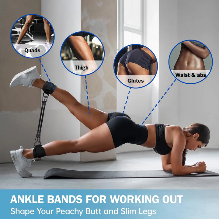 Ankle Resistance Bands with Adjustable Cuffs – Leg & Butt Workout Equipment