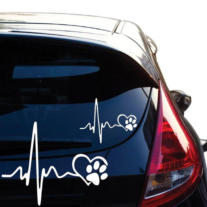 Cute ECG Heart & Paw Car Decal