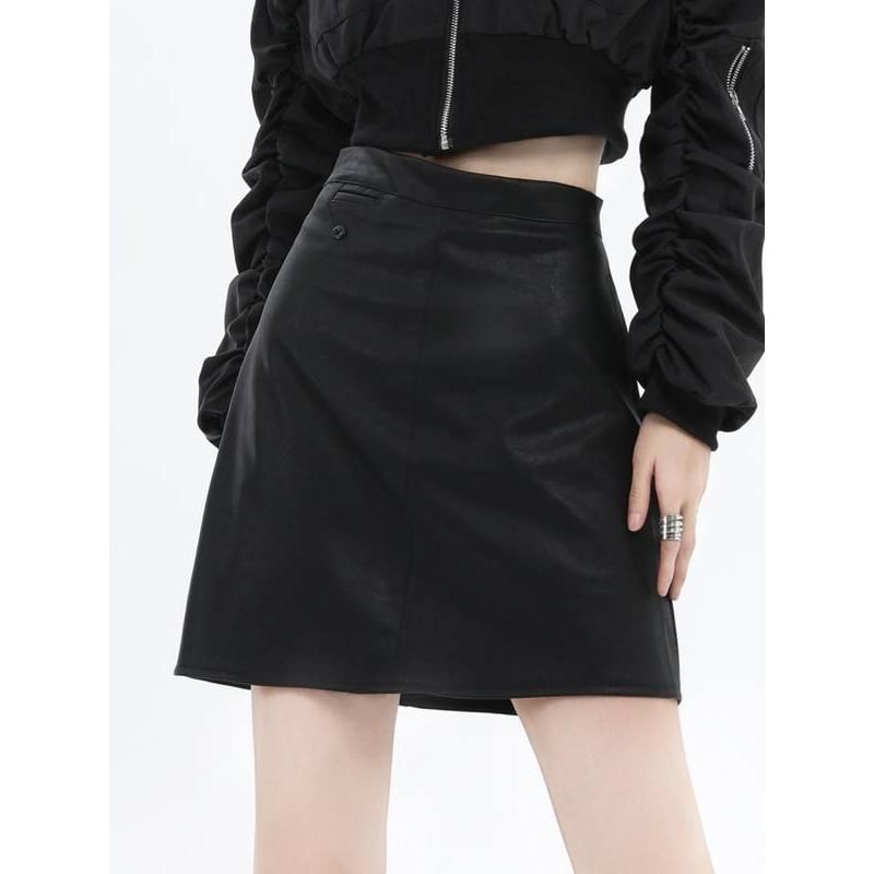 Chic Faux Leather High Waist Mini Skirt for Women – Autumn/Winter Collection