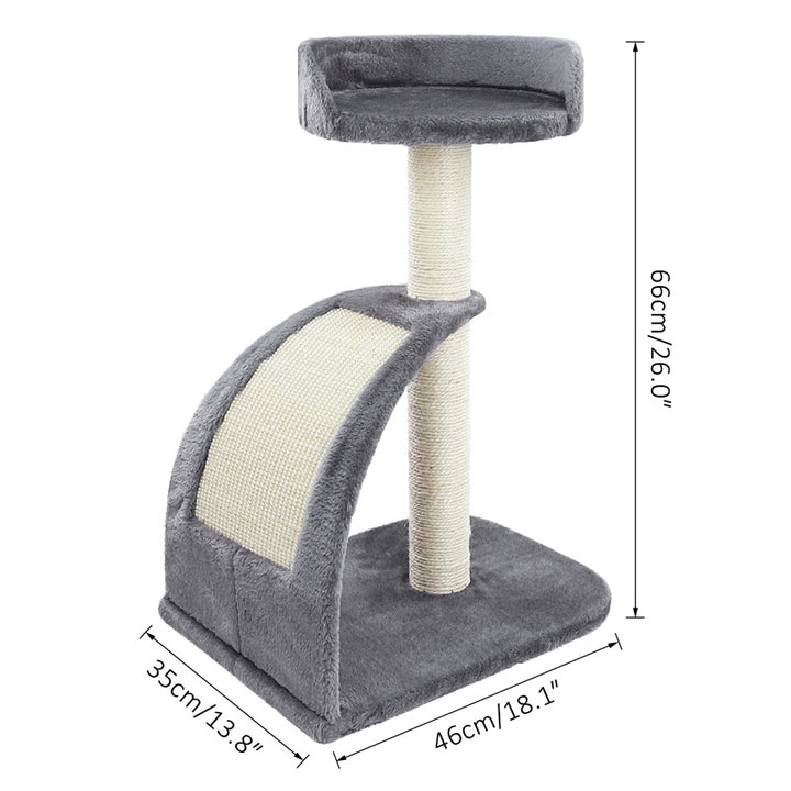 Compact 26-Inch Cat Scratching Post with Plush Perch and Curved Scratching Board