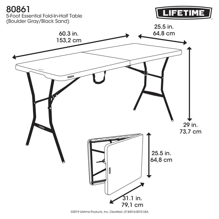 Portable 5-Foot Folding Table for Outdoor and Indoor Use