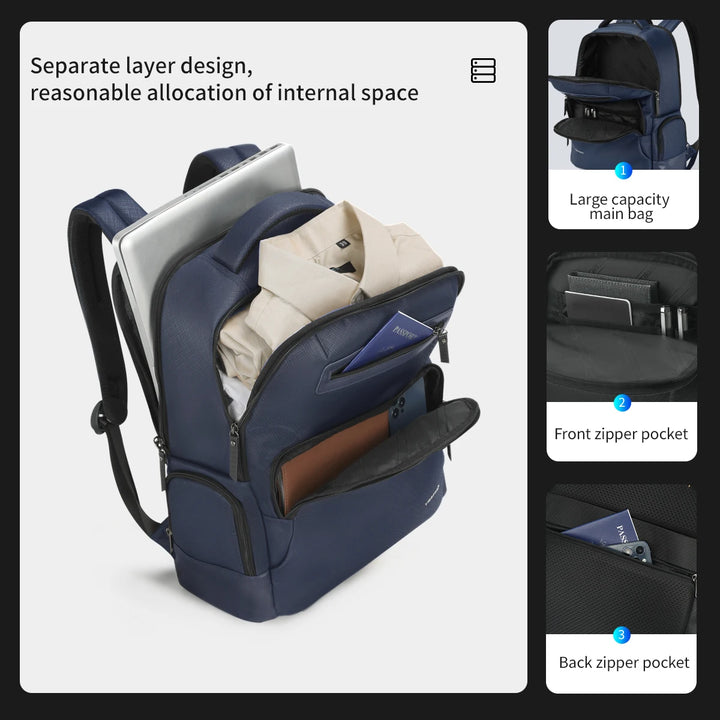 Multifunctional 15.6" Laptop Travel Backpack with Suspended Design Zipper