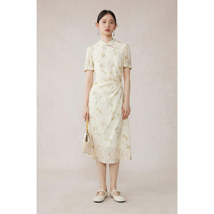 Floral Embroidered Cheongsam Dress