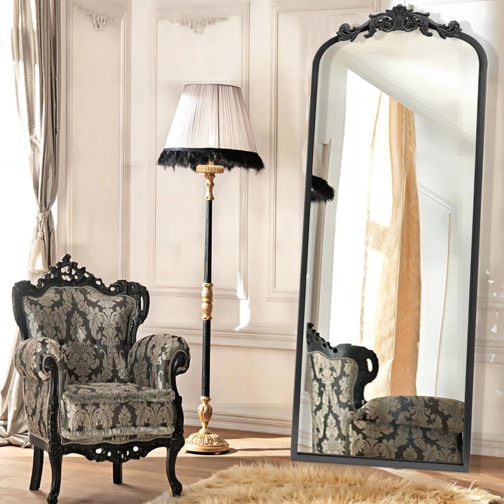 Elegant Arch Full Body Wall Mirror with Vintage Ornate Frame