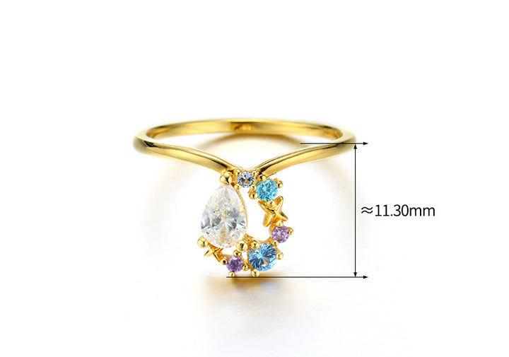 Drop-shaped Colorful Zircon Ring For Women