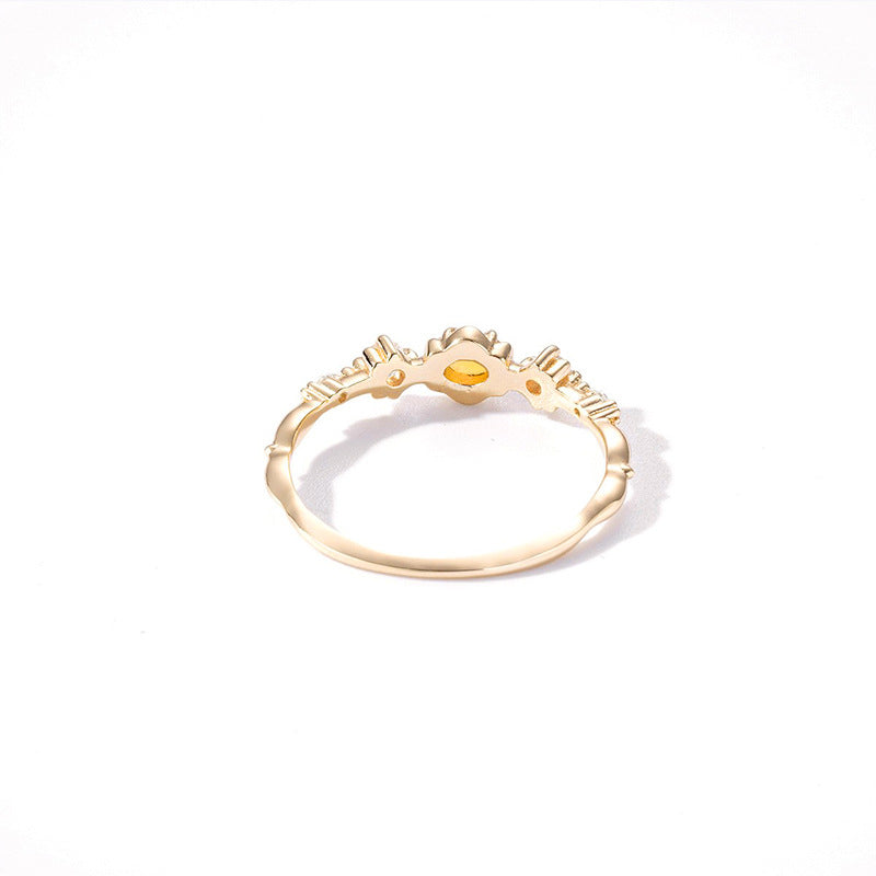 925 Silver Plated 14K Gold Female Ring