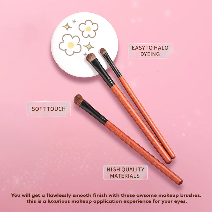 3PCS Horse Hair Eyeshadow Makeup Brush Set